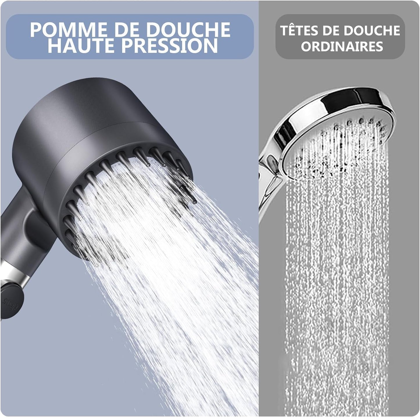 POMMEAU DE DOUCHE ANTI CALCAIRE 3 EN 1